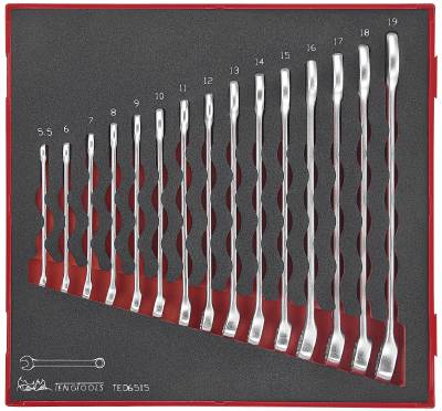 15 delars U-ringnyckelsats. Teng Tools TED6515