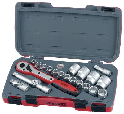 Hylsnyckelsats. Med 1/2'' fyrkantsfäste. Teng Tools T1221 / T1221-6