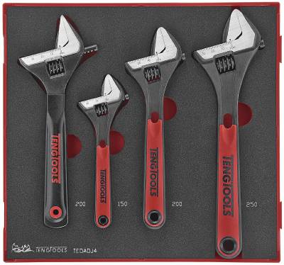 4 delars Skiftnyckelsats. Teng Tools TEDADJ4
